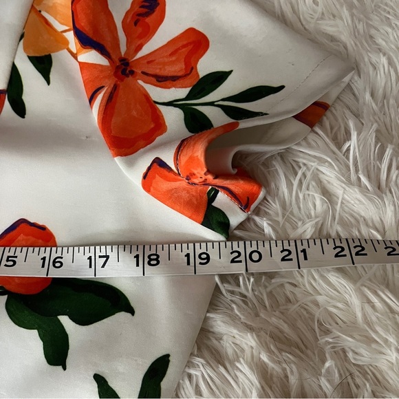 New Alexia Admor Floral Lace Trim Fit & Flare Mini Dress 10 Peach White Fern - Picture 9 of 14